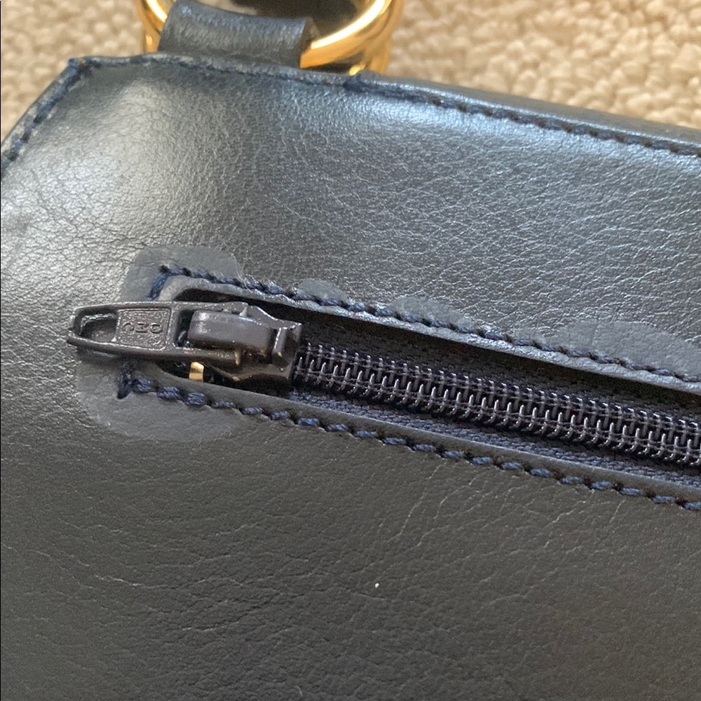 Vintage Pourchet Paris Navy Bag with Structured Design Made in France ๐ซ๐ท - Picture 4 of 15